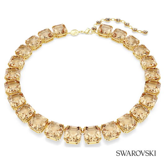 Millenia necklace, Octagon cut, Caramel, 18K gold finish – item 5718357