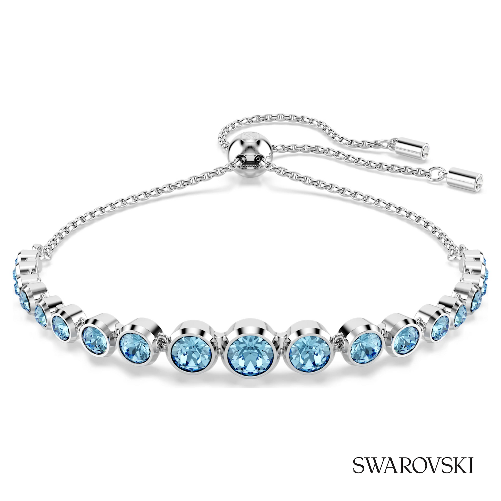 Swarovski Imber bracelet, Mixed round cuts, Blue, Rhodium – item 5719282