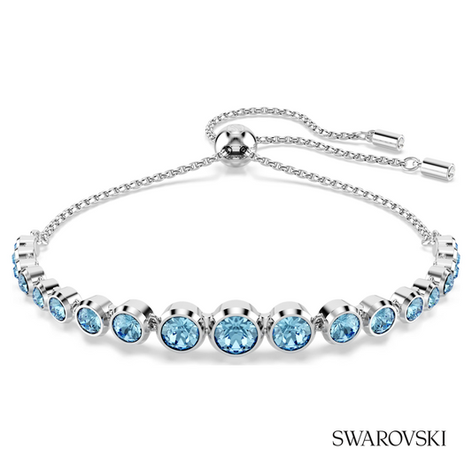 Swarovski Imber bracelet, Mixed round cuts, Blue, Rhodium – item 5719282