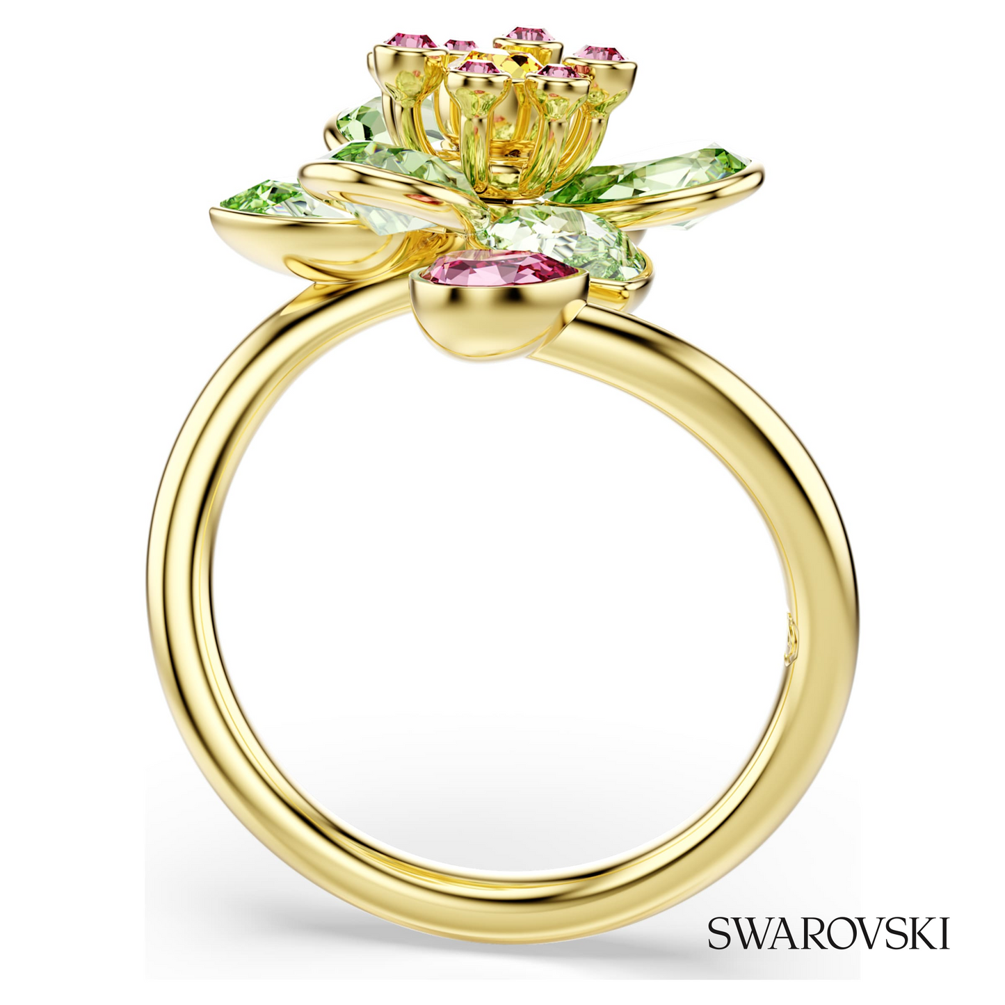Swarovski Idyllia open ring, Mixed cuts, Flower, Green – item 5720297 image 3