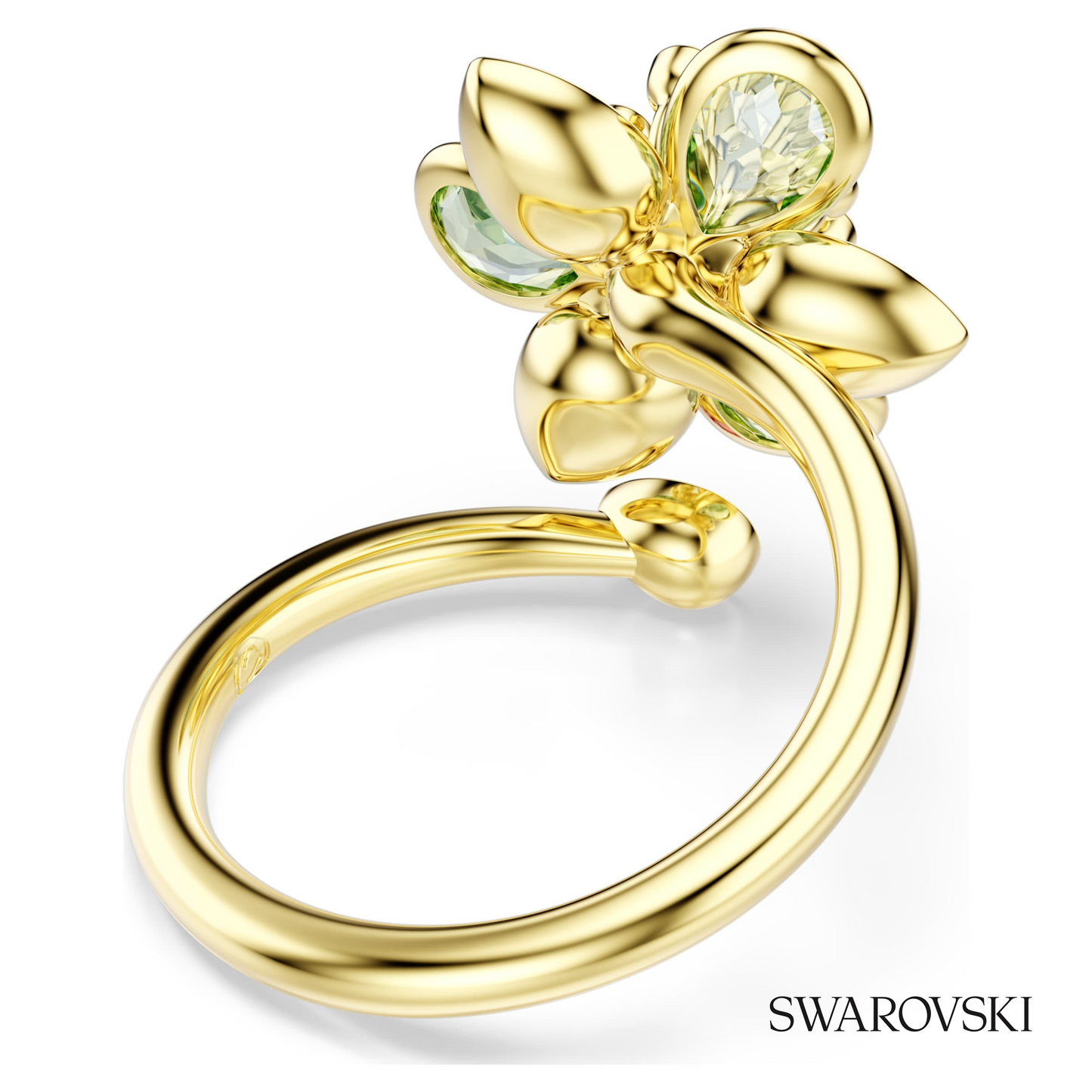Swarovski Idyllia open ring, Mixed cuts, Flower, Green – item 5720297 image 4