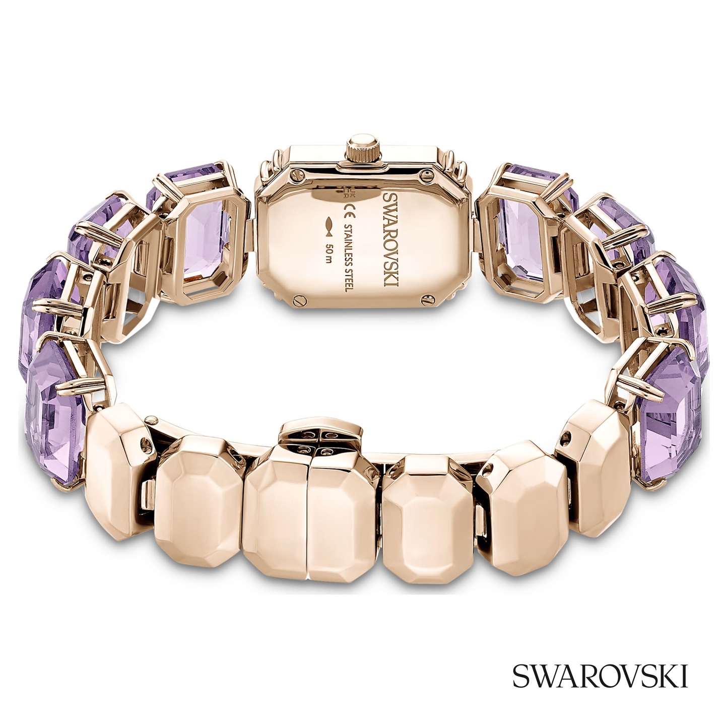 Watch, Octagon cut bracelet, Purple, Champagne gold-tone finish