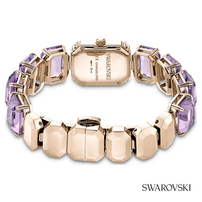 Watch, Octagon cut bracelet, Purple, Champagne gold-tone finish