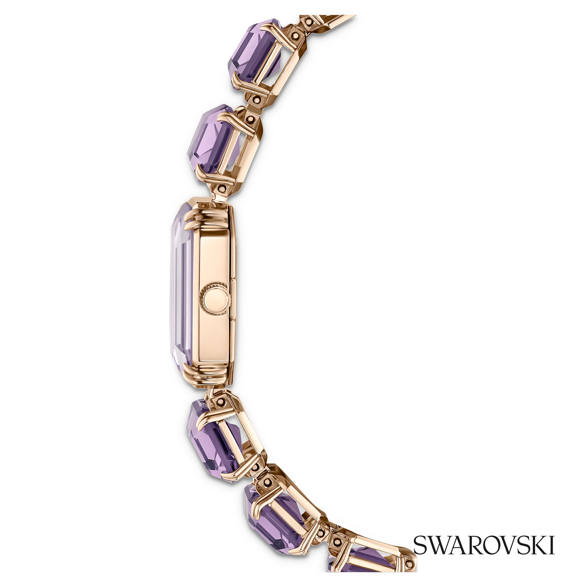 Watch, Octagon cut bracelet, Purple, Champagne gold-tone finish