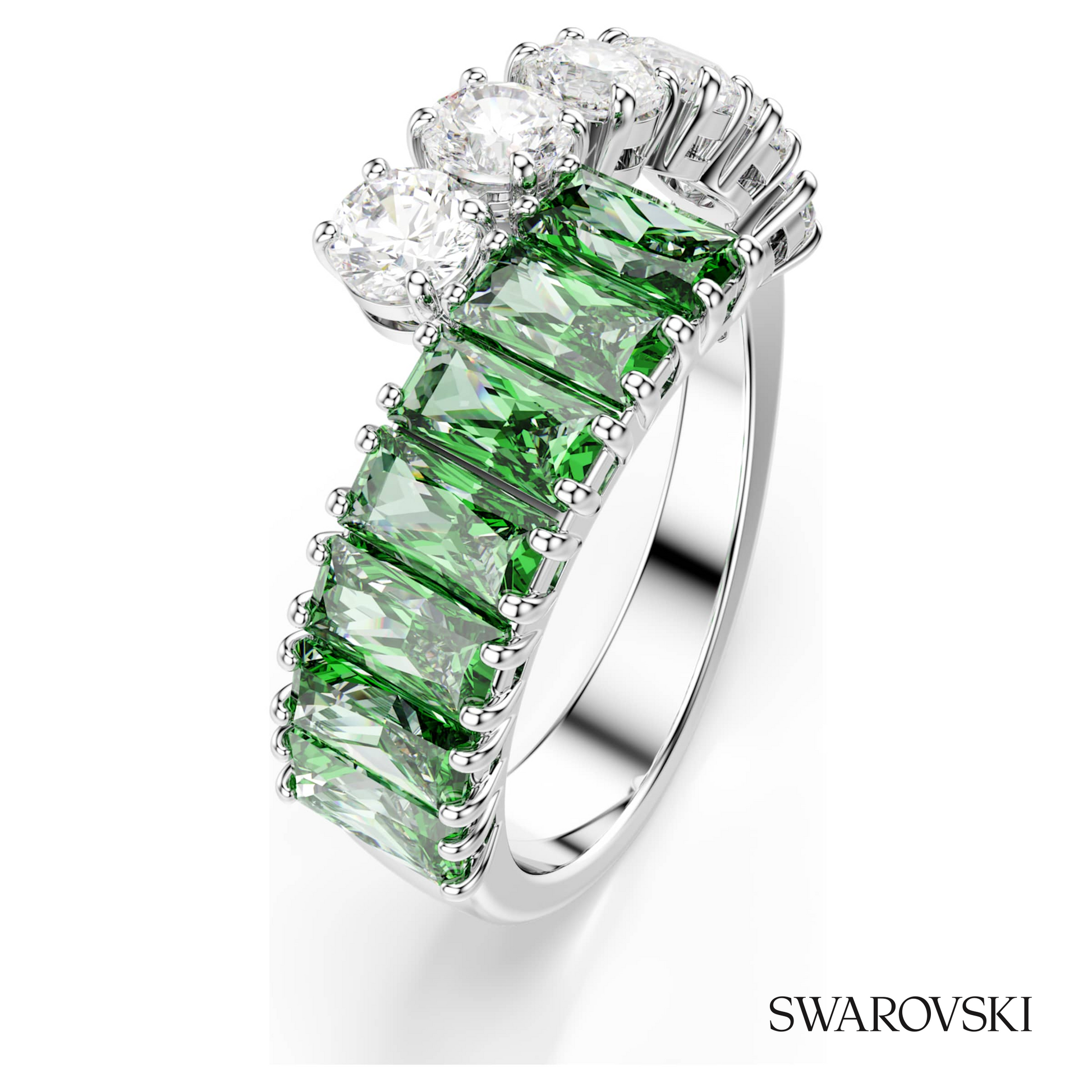 Swarovski Matrix ring, Mixed cuts, Green, Rhodium plated – item 5722454 image 2