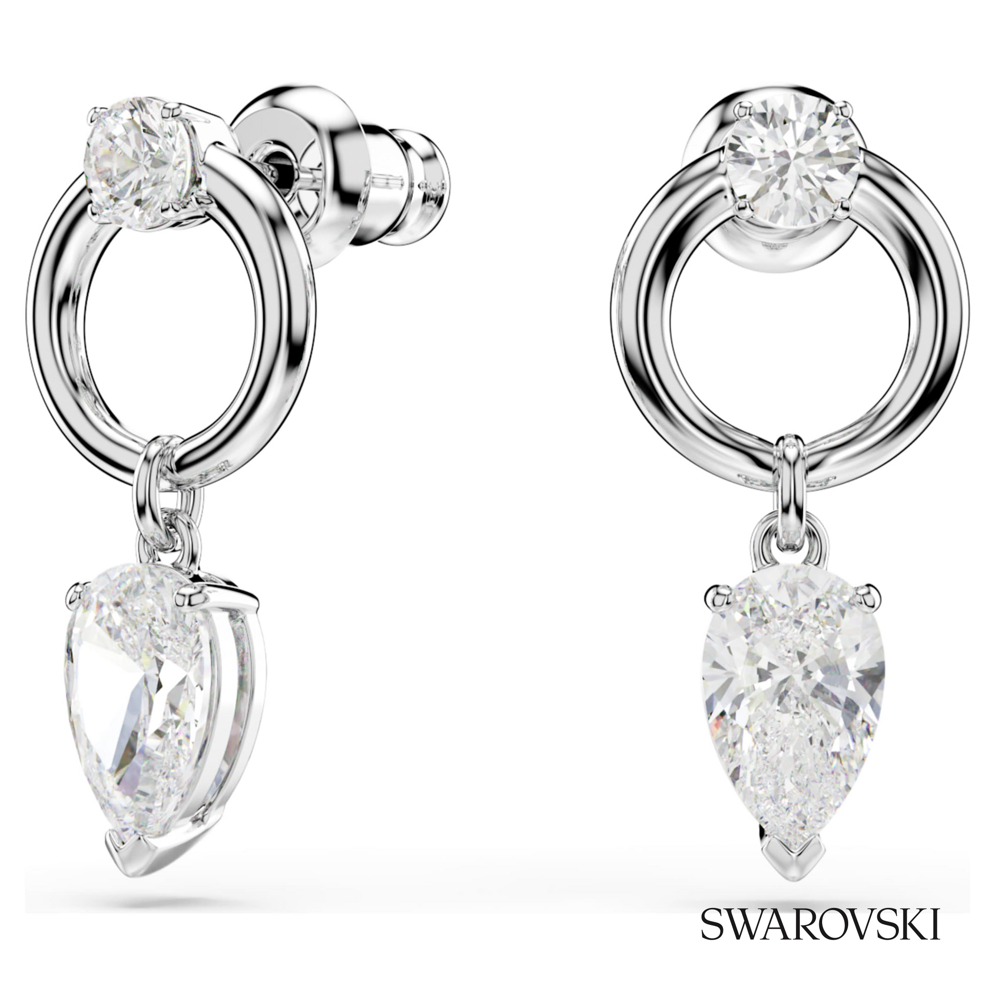 Swarovski Mesmera drop earrings, Mixed cuts, White – item 5723177 image 5