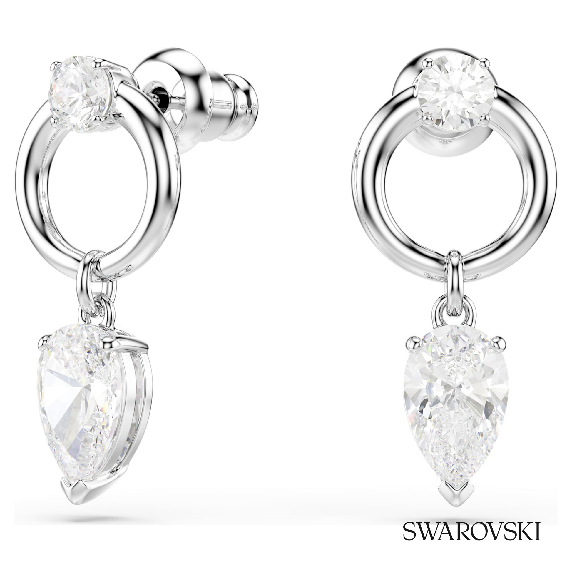 Swarovski Mesmera drop earrings, Mixed cuts, White – item 5723177 image 2