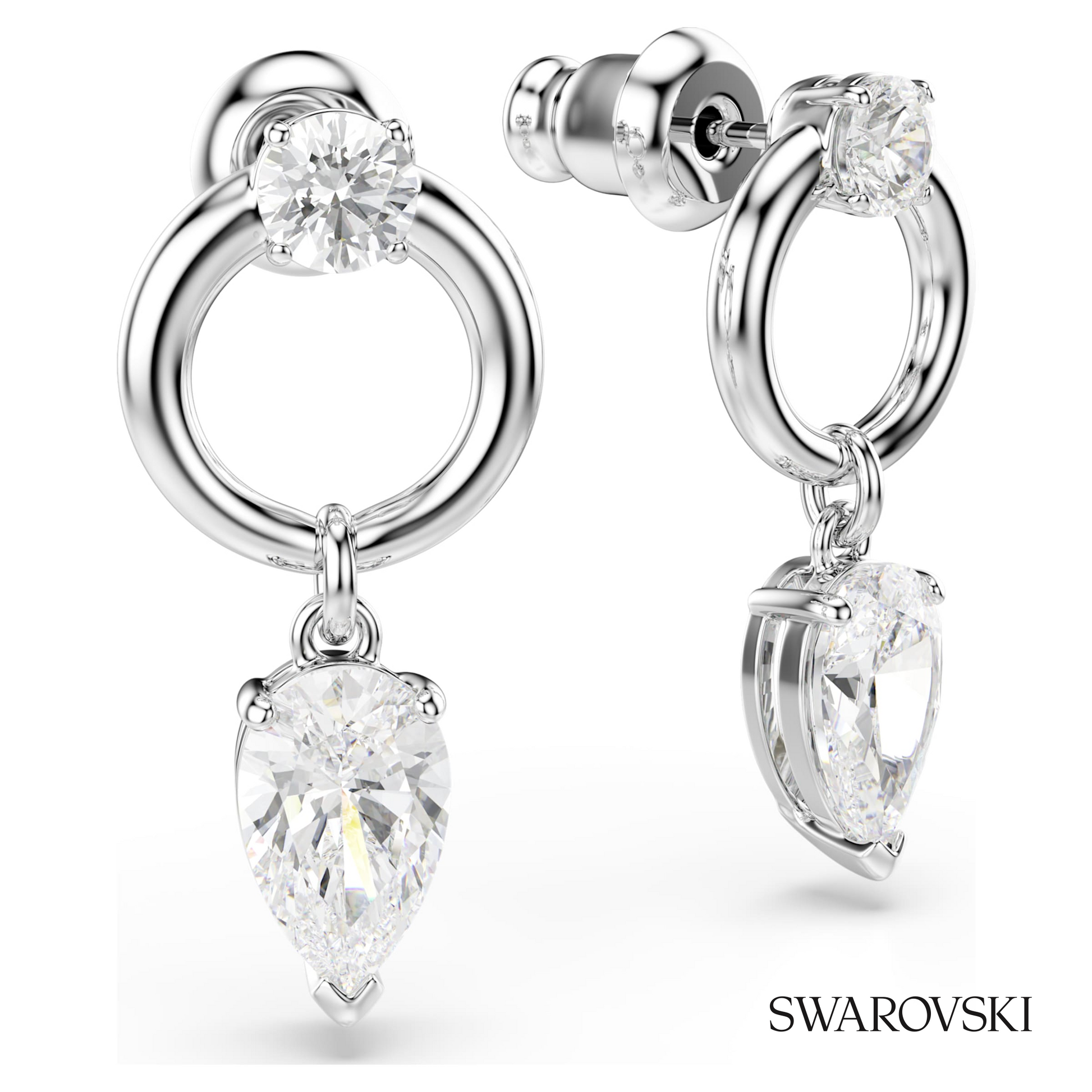 Swarovski Mesmera drop earrings, Mixed cuts, White – item 5723177 image 3