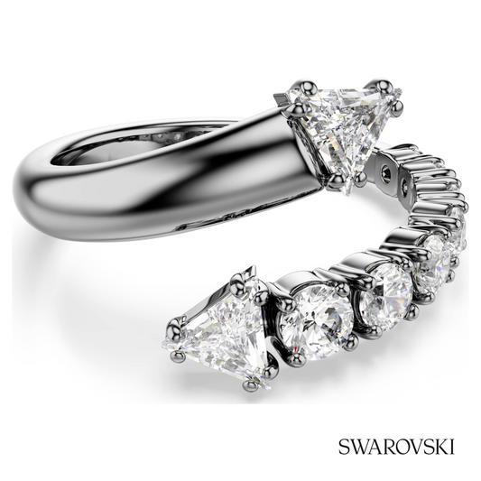 Sublima open ring, Mixed cuts, White, Ruthenium plated – item 5723187
