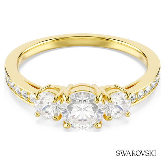 Stilla Attract ring, Round cut, White, 18K gold finish – item 5723291