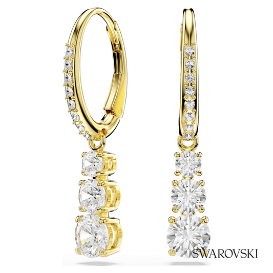 Stilla Attract hoop earrings, Round cut, White, 18K gold finish – item 5723300