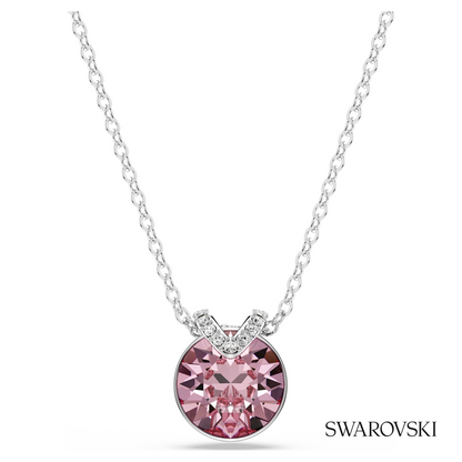 Swarovski Bella V pendant, Round cut, Pink, Rhodium plated – item 5724289