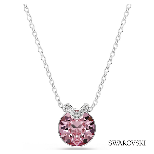Swarovski Bella V pendant, Round cut, Pink, Rhodium plated – item 5724289