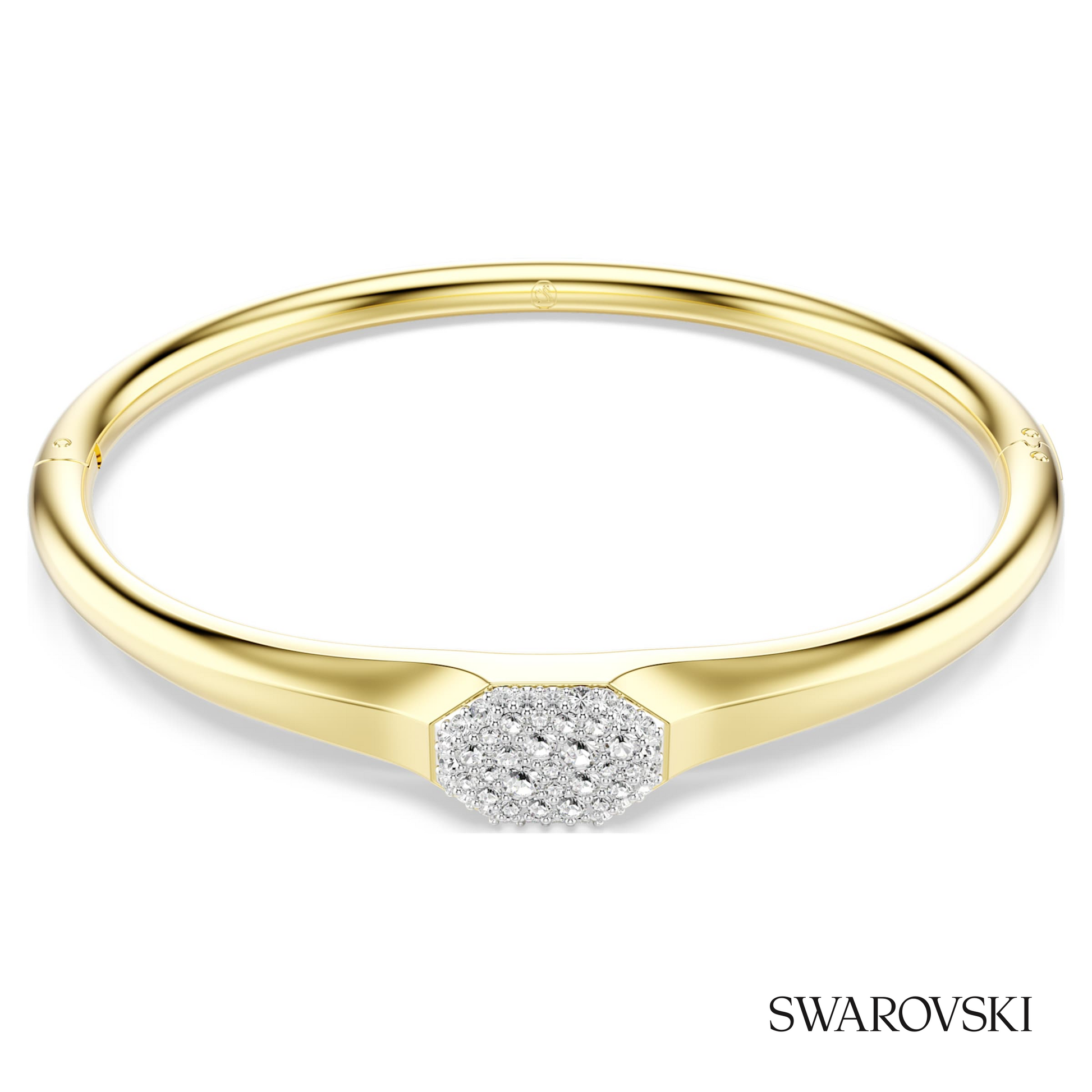 Swarovski Dextera bangle, Round cut, White, 18K gold finish – item 5724597