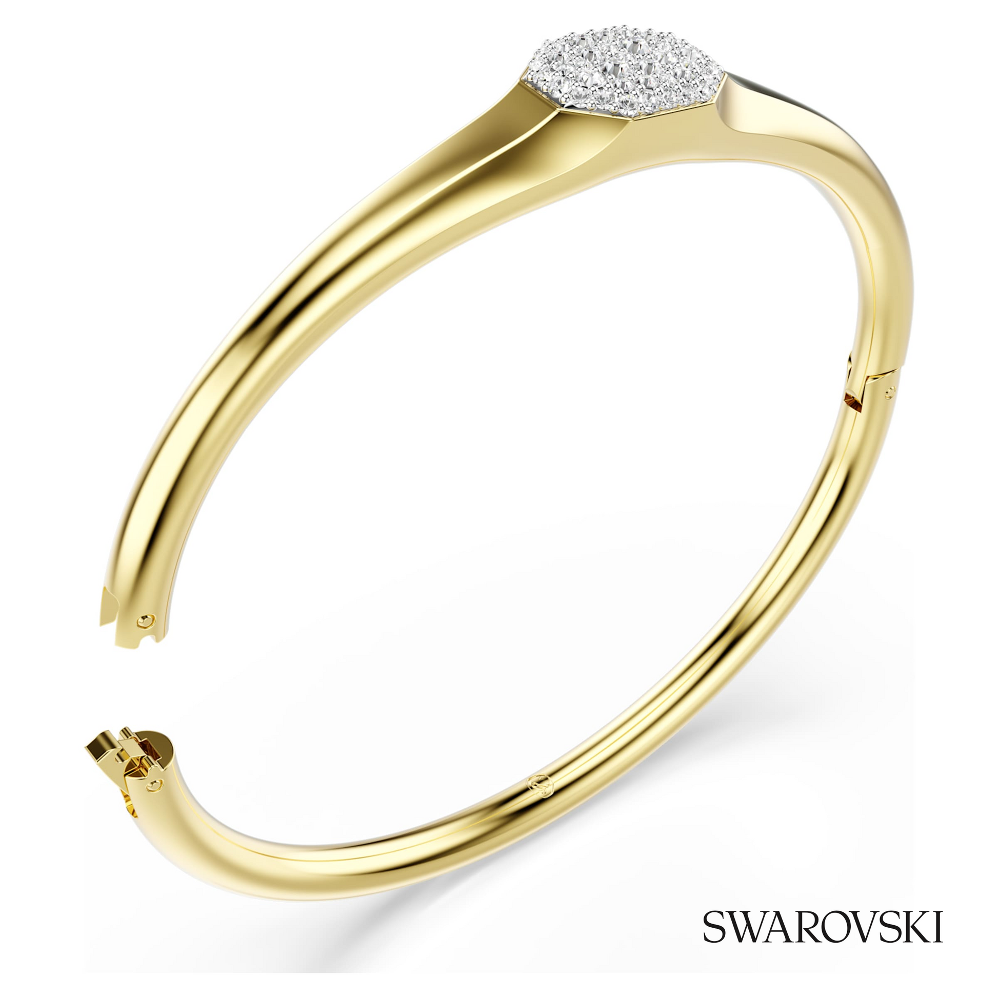 Swarovski Dextera bangle, Round cut, White, 18K gold finish – item 5724597 image 3