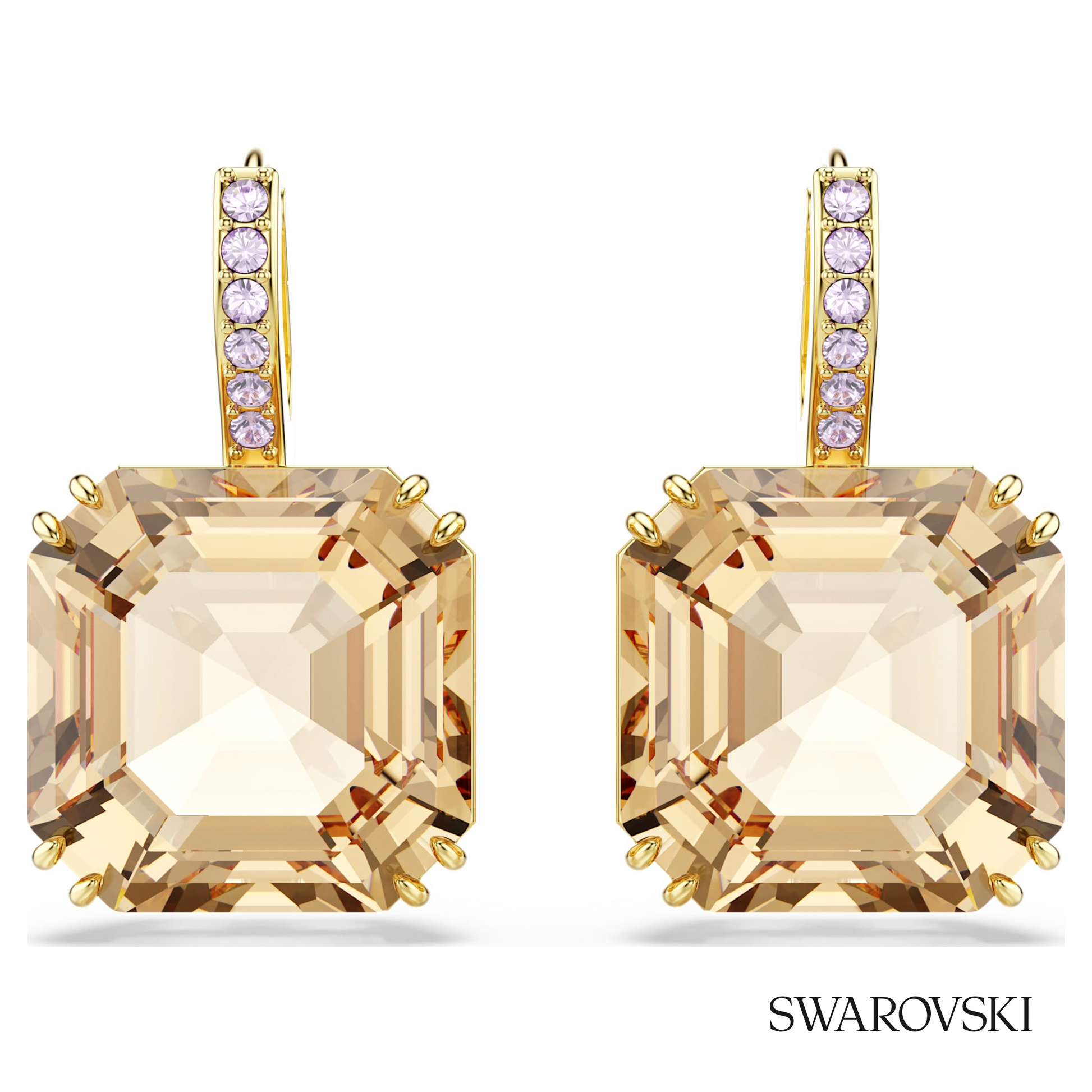 Swarovski Millenia drop earrings, Mixed cuts, Caramel, 18K – item 5725744 image 2