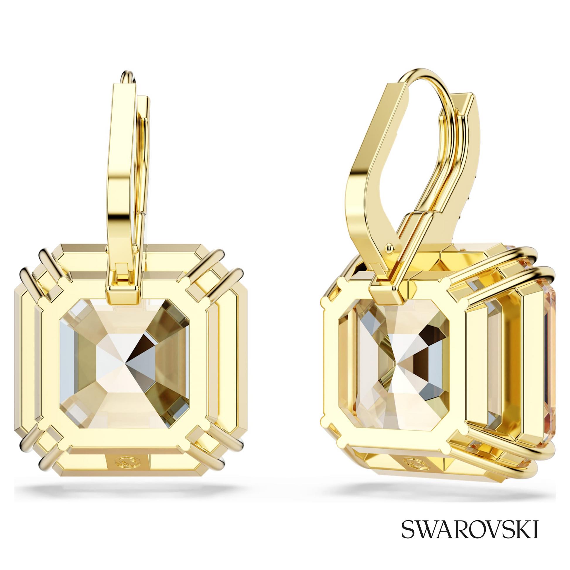 Swarovski Millenia drop earrings, Mixed cuts, Caramel, 18K – item 5725744 image 4