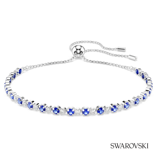 Matrix Tennis bracelet, Mixed round cuts, Blue, Rhodium plated – item 5725854