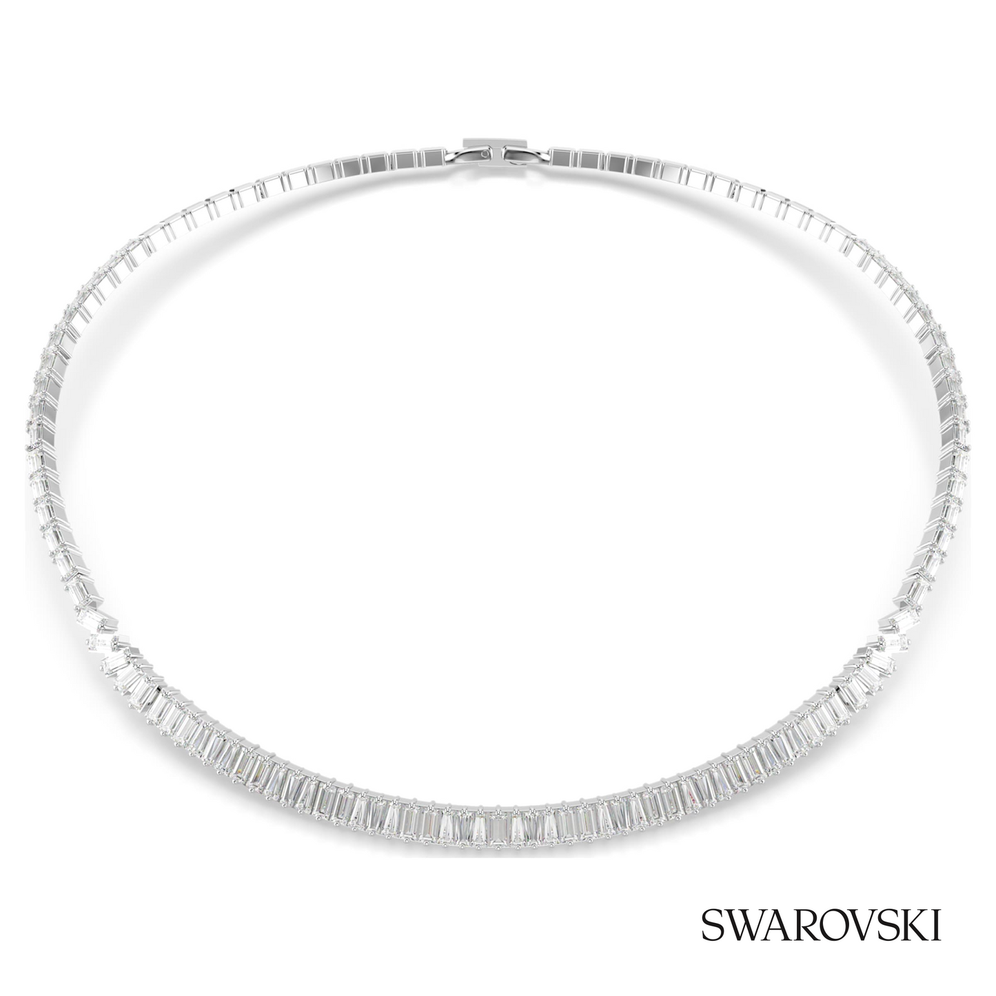 Swarovski Matrix necklace, Baguette cut, White, Rhodium – item 5727111