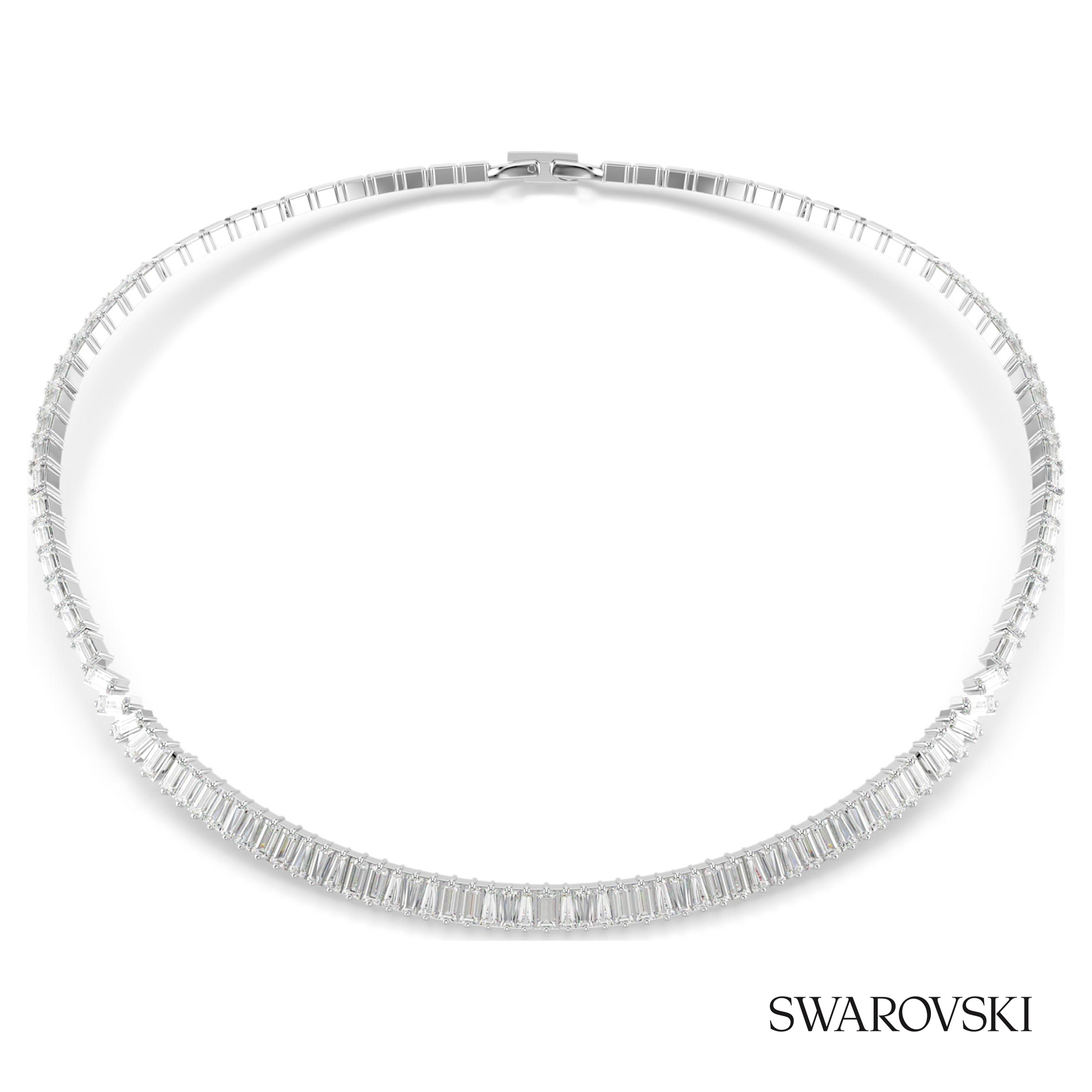 Swarovski Matrix necklace, Baguette cut, White, Rhodium – item 5727111