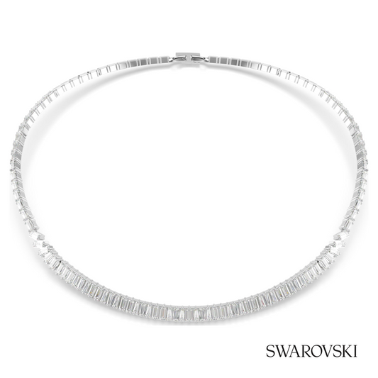 Swarovski Matrix necklace, Baguette cut, White, Rhodium – item 5727111
