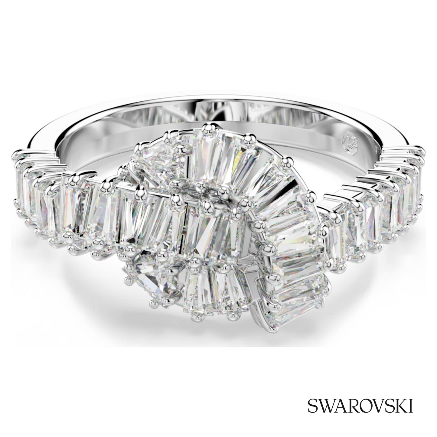 Swarovski Matrix ring, Baguette cut, Knot, White, Rhodium – item 5727112 image 5