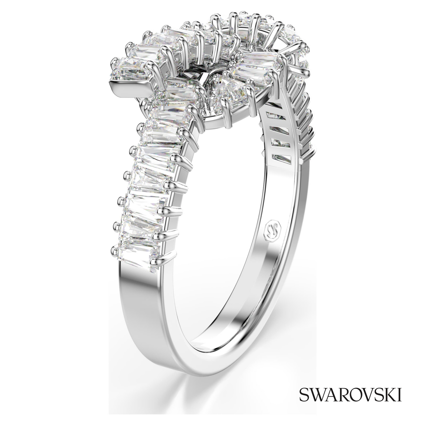 Swarovski Matrix ring, Baguette cut, Knot, White, Rhodium – item 5727112 image 2
