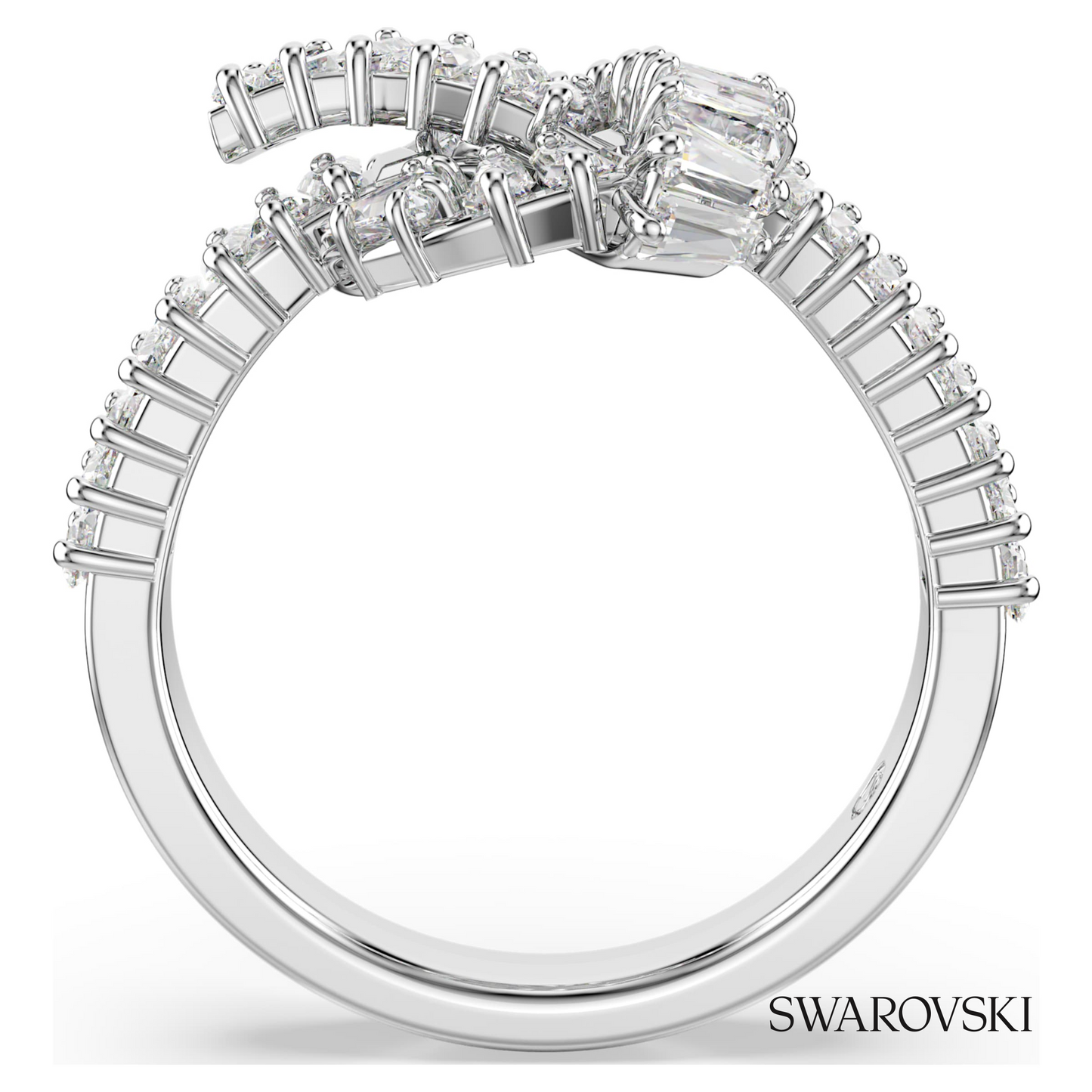Swarovski Matrix ring, Baguette cut, Knot, White, Rhodium – item 5727112 image 3