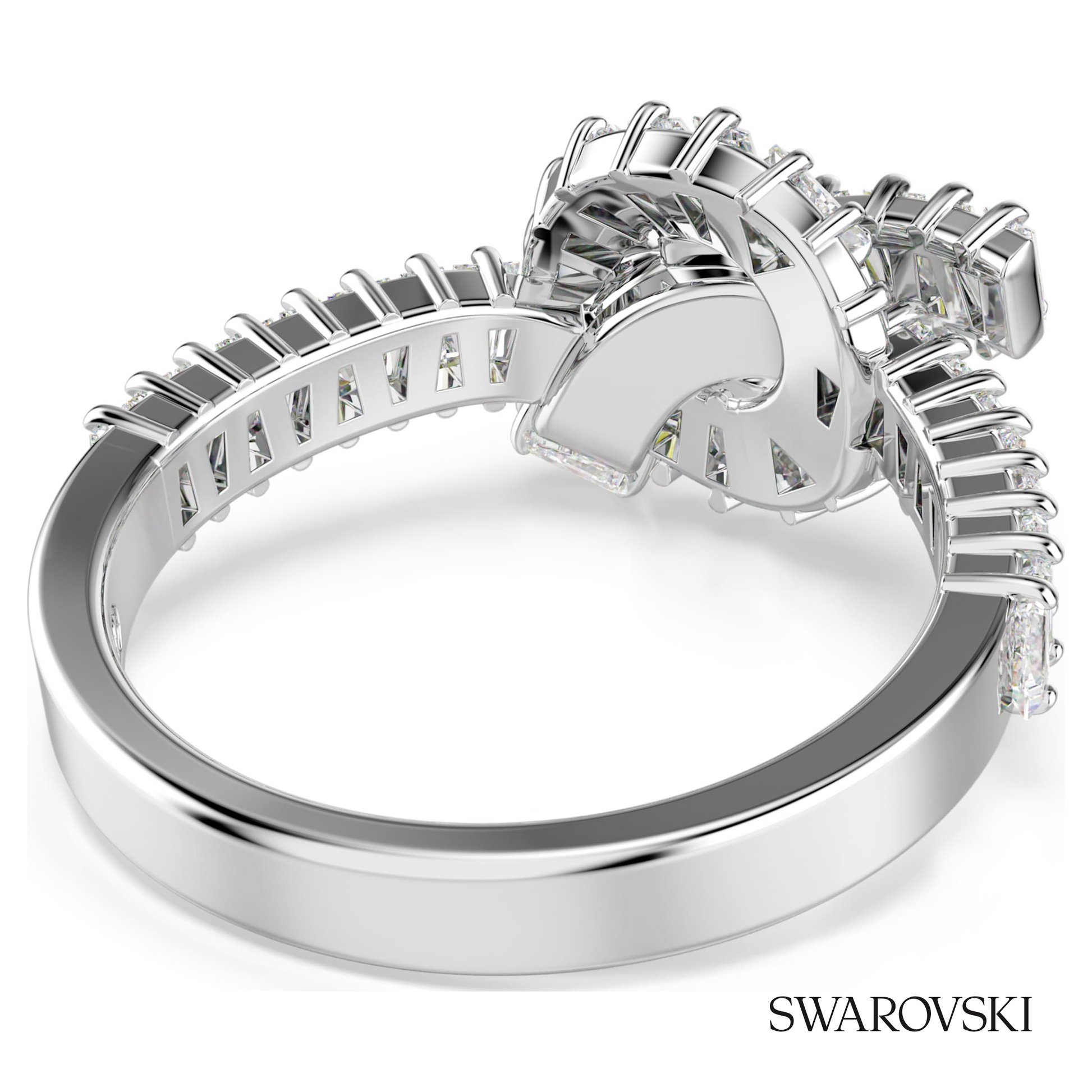 Swarovski Matrix ring, Baguette cut, Knot, White, Rhodium – item 5727112 image 4