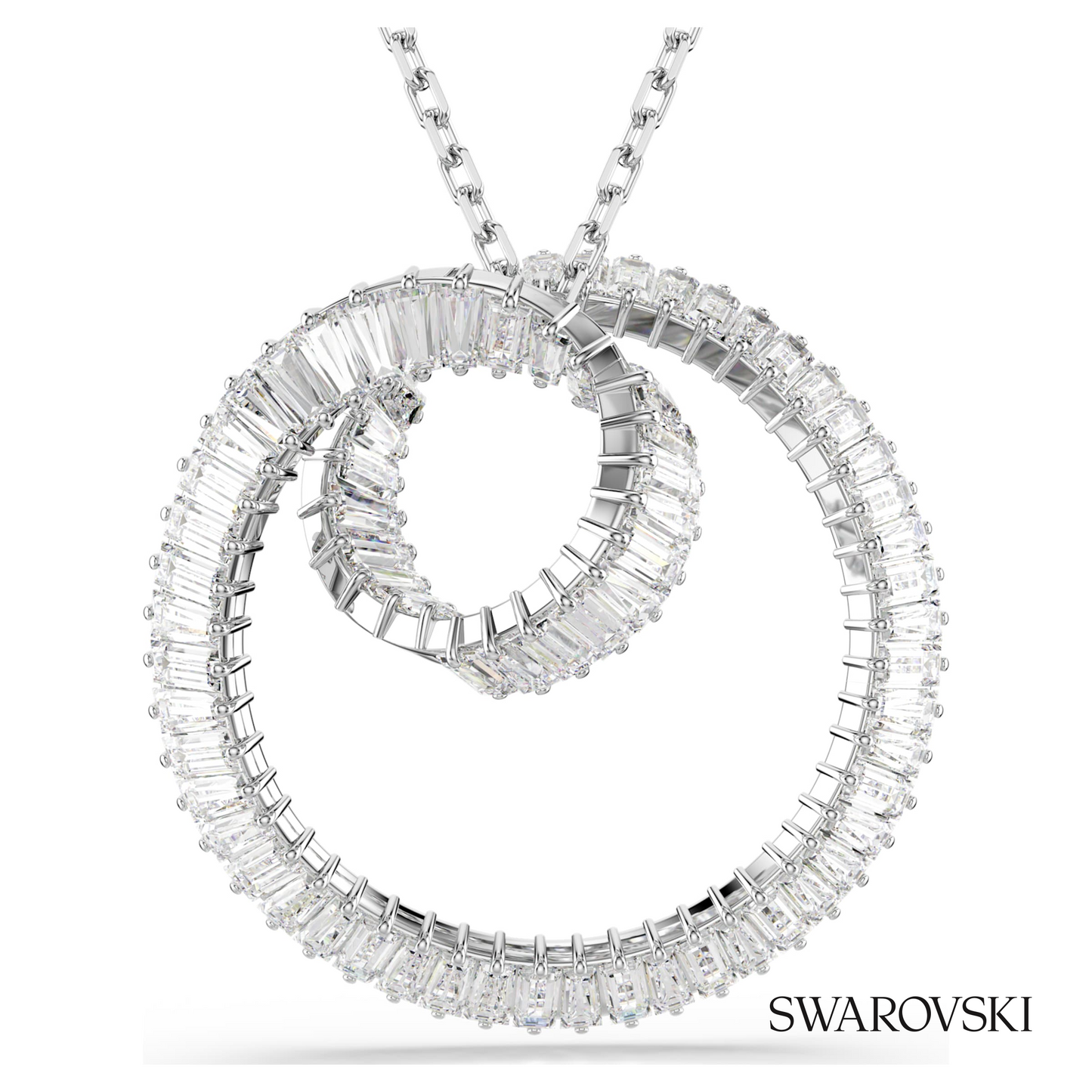Swarovski Matrix pendant, Baguette cut, White, Rhodium – item 5727114