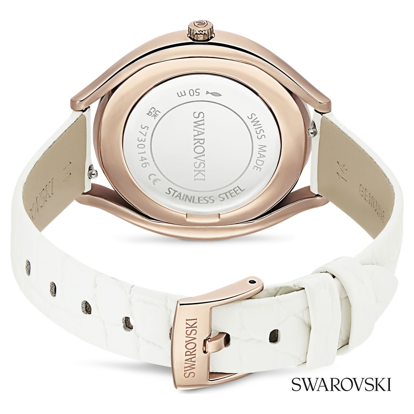 Crystalline aura watch, Swiss Made, Leather strap