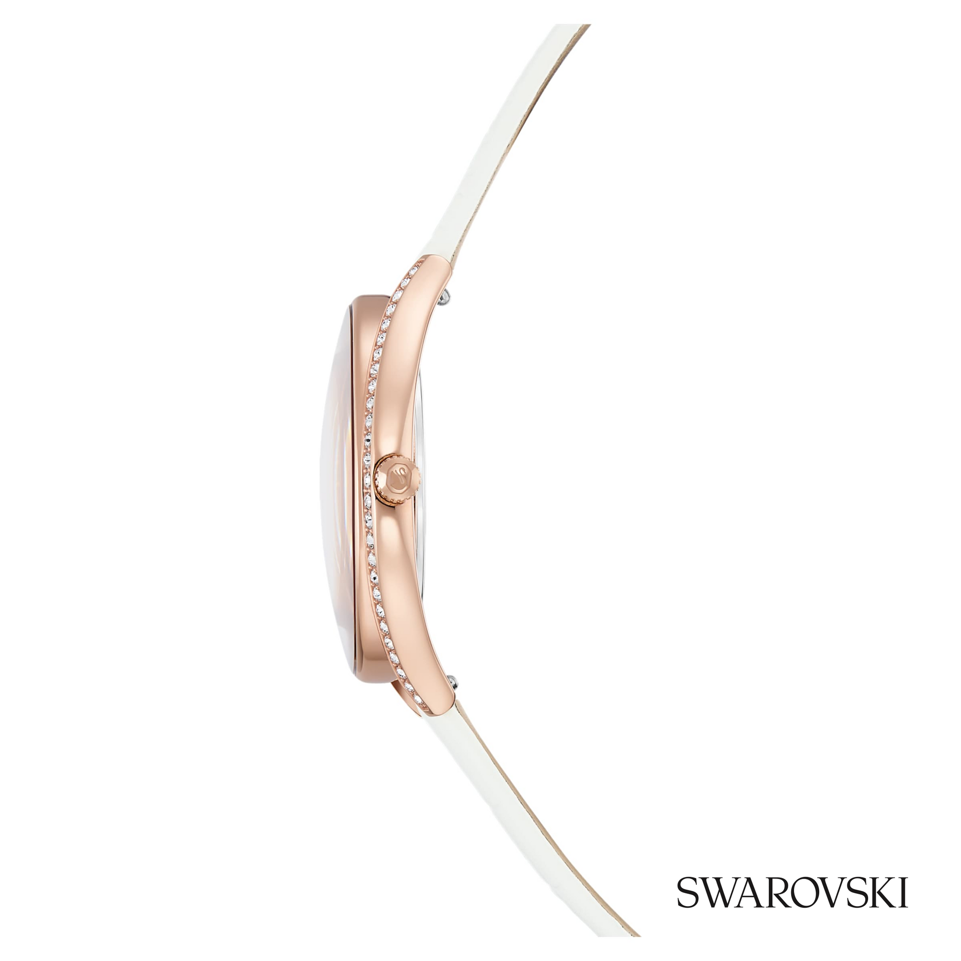 Crystalline aura watch, Swiss Made, Leather strap