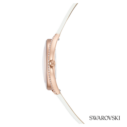 Crystalline aura watch, Swiss Made, Leather strap