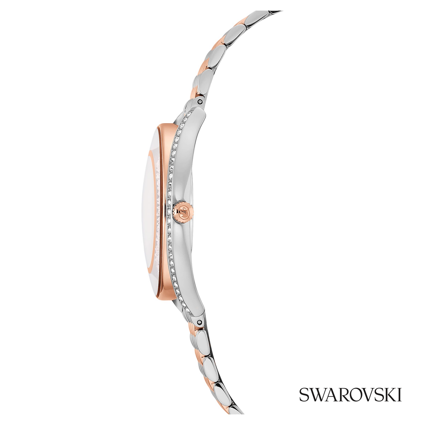 Crystalline aura watch, Swiss Made, Metal bracelet, Rose gold tone, Mixed metal finish