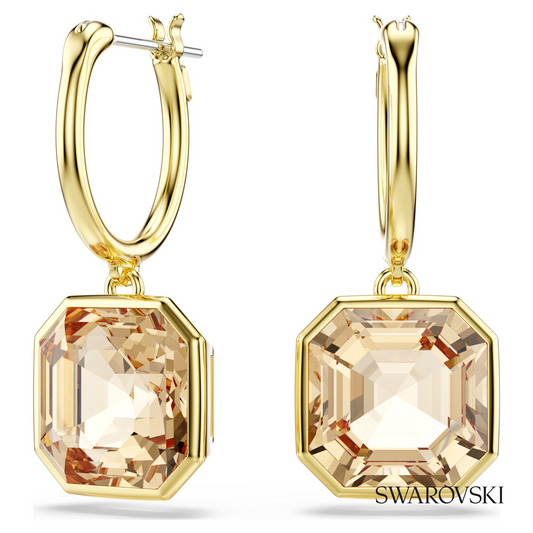 Millenia drop earrings, Square cut, Caramel, 18K gold finish – item 5731148