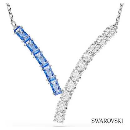 Swarovski Matrix pendant, Mixed cuts, Blue, Rhodium plated – item 5732265