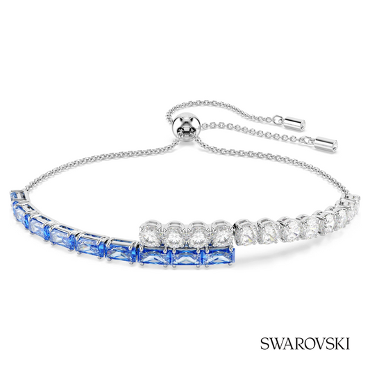 Matrix bracelet, Mixed cuts, Blue, Rhodium plated – item 5732266