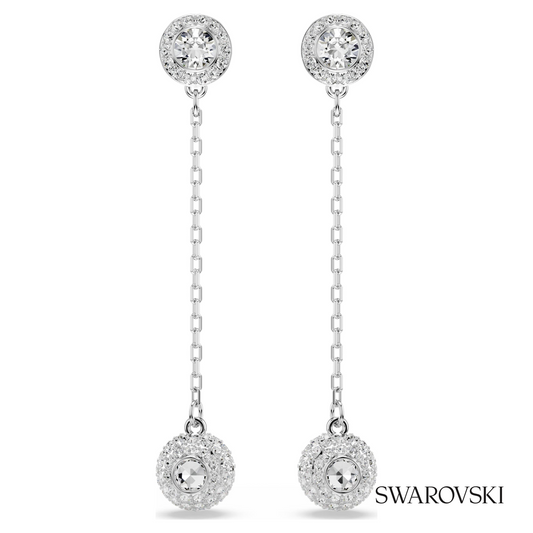 Una Angelic drop earrings, Round cut, White, Rhodium plated – item 5732273
