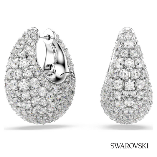 Sublima earrings, Large, White, Rhodium plated – item 5732281