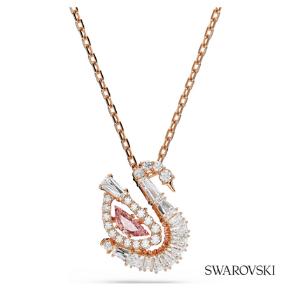 Swarovski Swan pendant, Mixed cuts, Swan, Pink, 18K rose – item 5732414