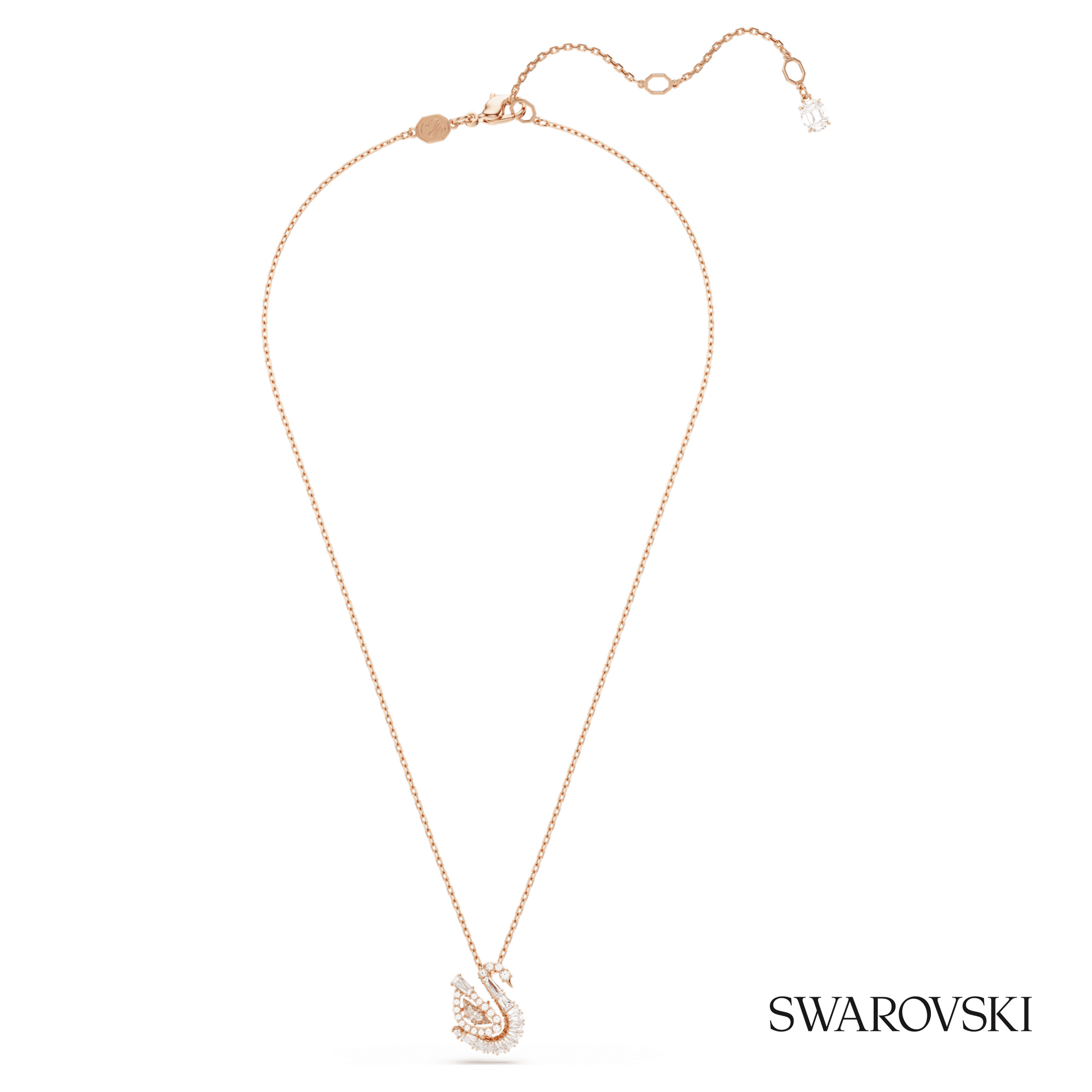 Swarovski Swan pendant, Mixed cuts, Swan, Pink, 18K rose – item 5732414 image 2