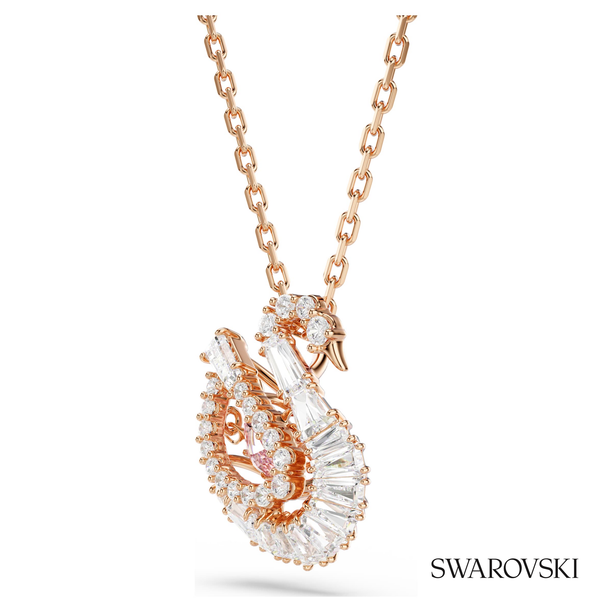 Swarovski Swan pendant, Mixed cuts, Swan, Pink, 18K rose – item 5732414 image 3