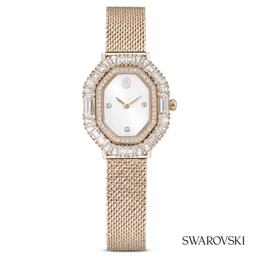 Matrix octagon watch, Metal bracelet, Gold tone, Champagne gold-tone finish