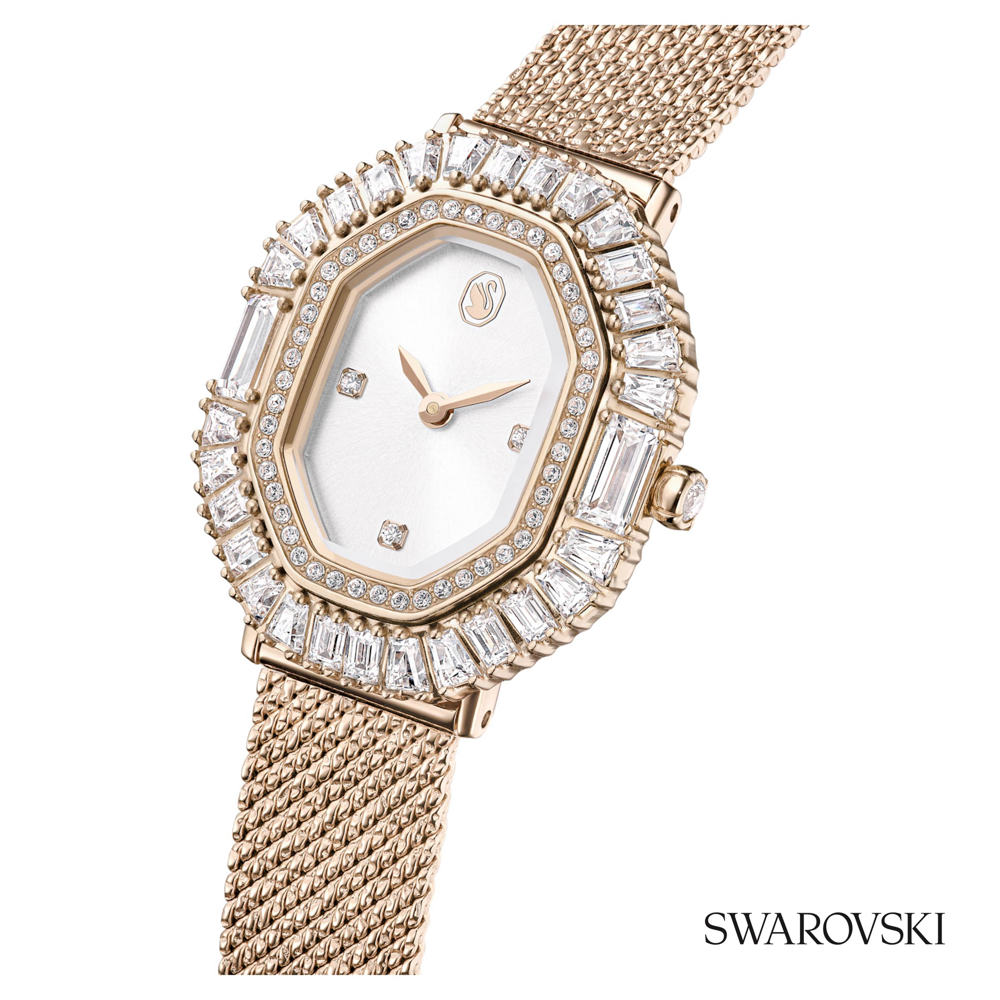 Matrix octagon watch, Metal bracelet, Gold tone, Champagne gold-tone finish