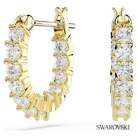 Matrix Vittore hoop earrings, Round cut, White, 18K gold finish – item 5733398