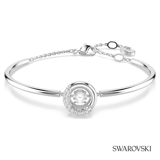 Swarovski Dextera bangle, Round cut, White, Rhodium plated – item 5733399