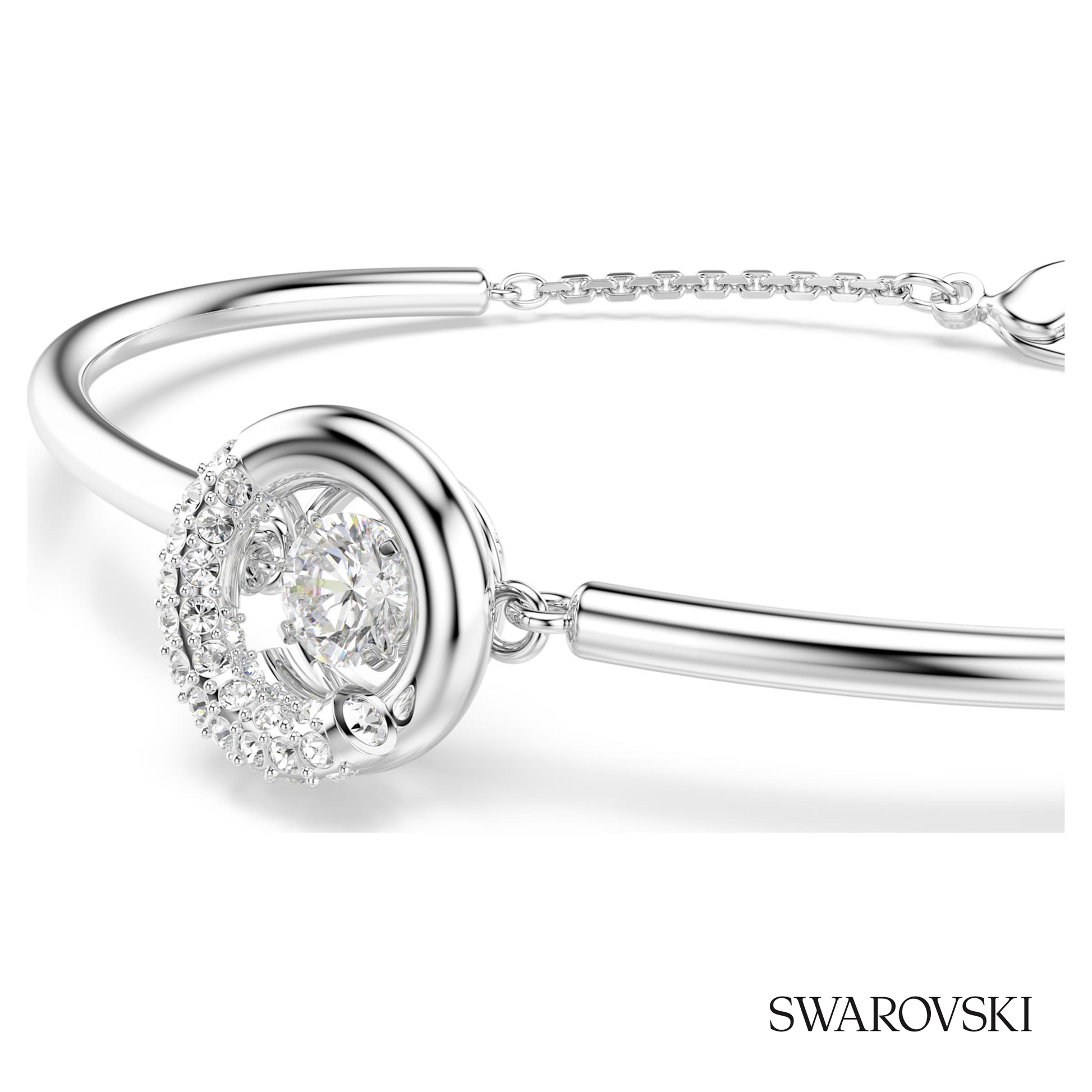 Swarovski Dextera bangle, Round cut, White, Rhodium plated – item 5733399 image 2