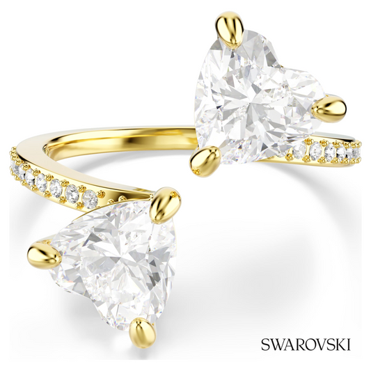 Mesmera open ring, Heart cut, Pave, White, 18K gold finish – item 5733477
