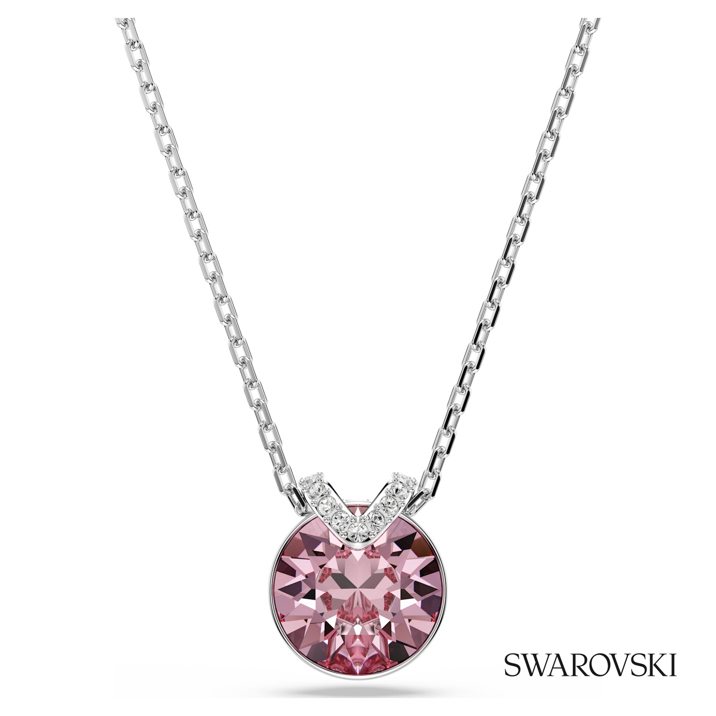 Swarovski Bella V pendant, Round cut, Pink, Rhodium plated – item 5734230