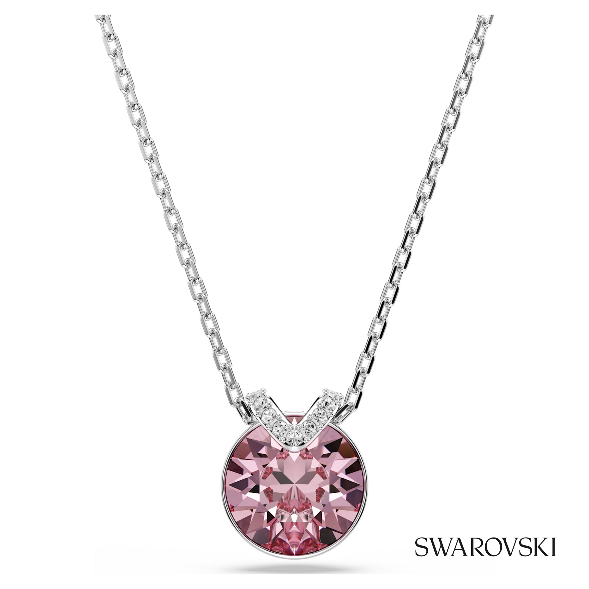 Swarovski Bella V pendant, Round cut, Pink, Rhodium plated – item 5734230